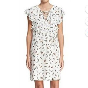 The Kooples Feather Print Silk Dress Size XS